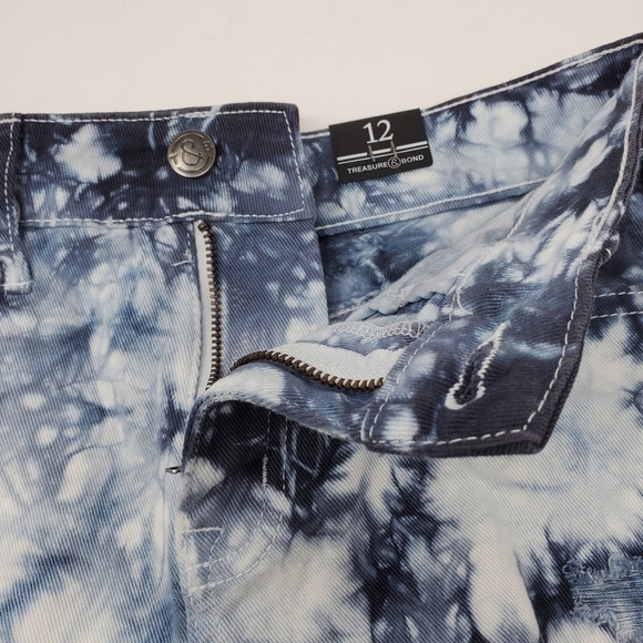 NWT TREASURE & BOND NORDSTROM NAVY DENIM TIE DYE HIGH WAIST SHORTS GIRLS SIZE 12 - Picture 10 of 13
